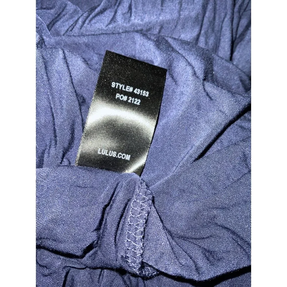 Lulus Wrapped Up In Style Navy Wrap Maxi Dress Long Sleeve Slit Size Large - Picture 13 of 15